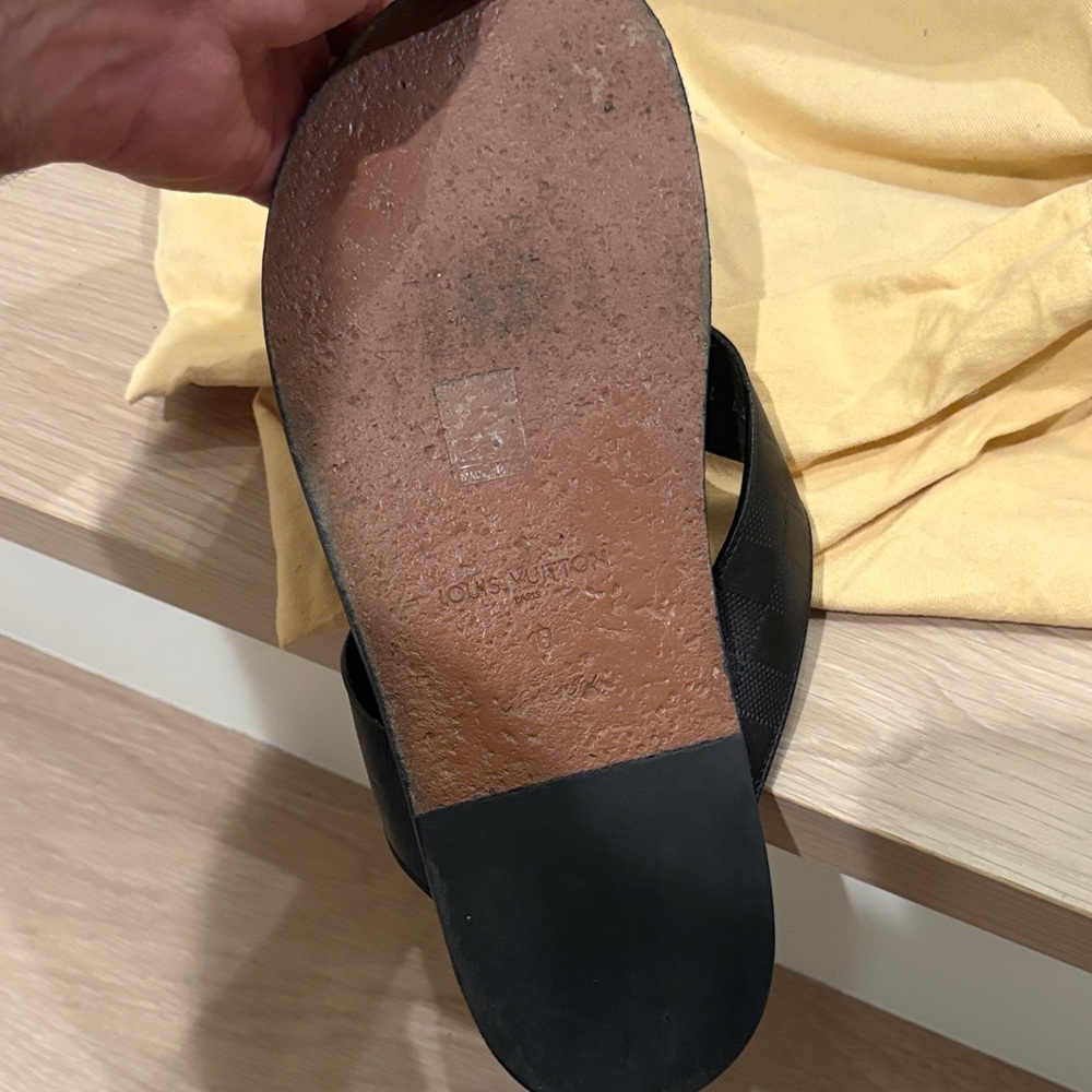 Louis Vuitton Black Leather Flip-Flops - Picture 2 of 3